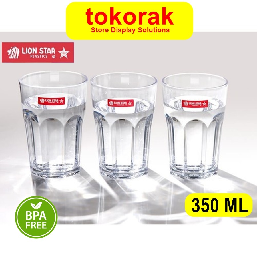 GELAS AKRILIK MURANO 350 ML MUG GELAS PLASTIK BENING ANTI PECAH 350ML FOOD GRADE GL-95 LION STAR GEL
