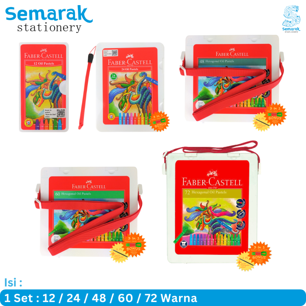 

Faber Castell Hexagonal Oil Pastel Plastic Bag Krayon Aman Bagi Anak - Set 12 / 24 / 48 / 60 / 72 Warna