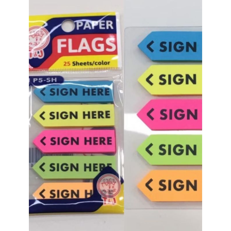 sticky note sign here isi 25 sheets colour penanda kertas