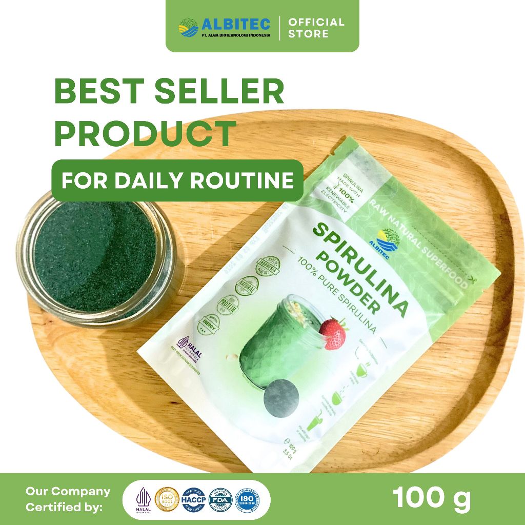 

ALBITEC Spirulina Powder Natural Food Grade Kemasan Standing Pouch 100gr