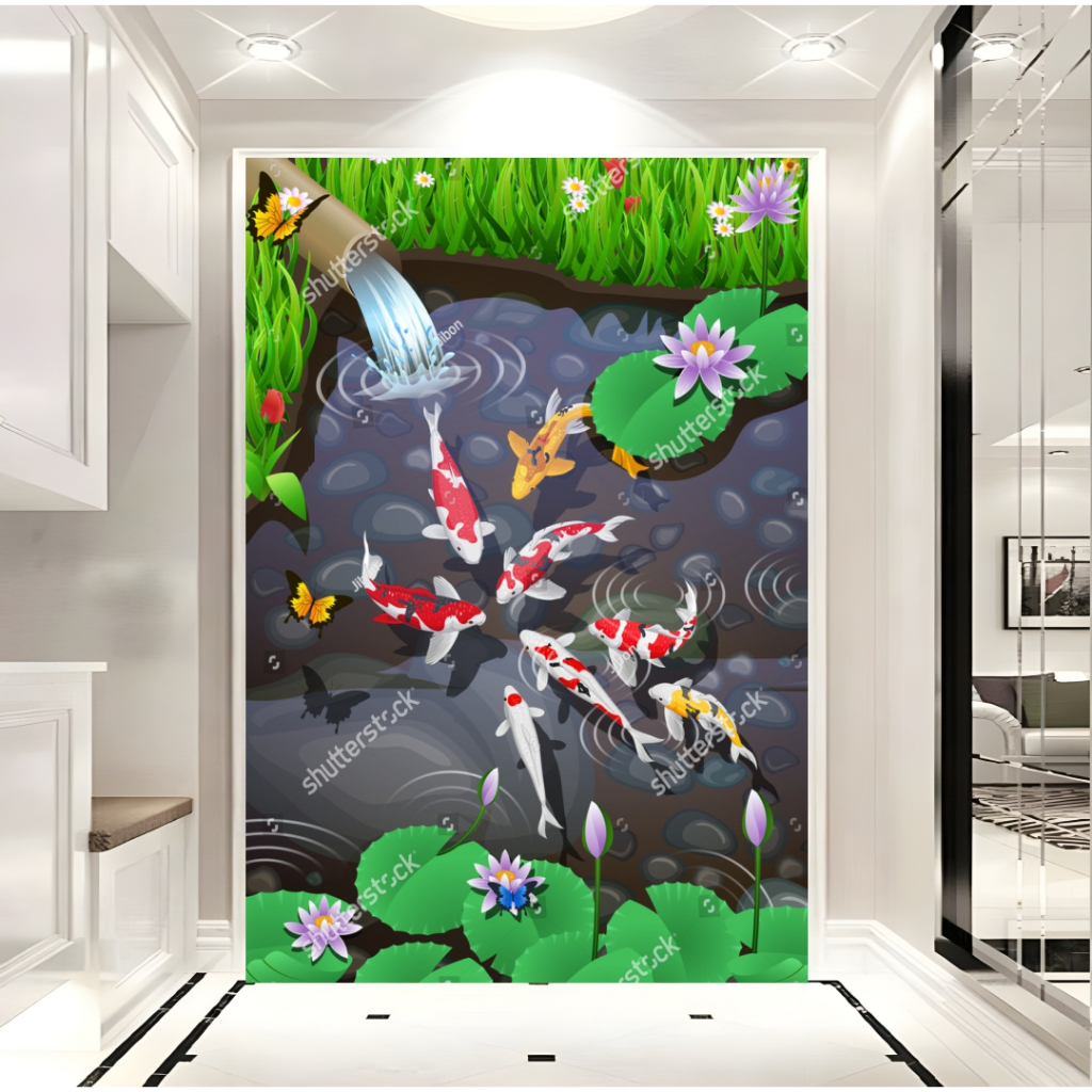 Wallpaper Stiker Ikan Koi 3d, Stiker Ikan Koi Terlaris, Stiker Dinding Ruang Tamu Ikan Koi Hits