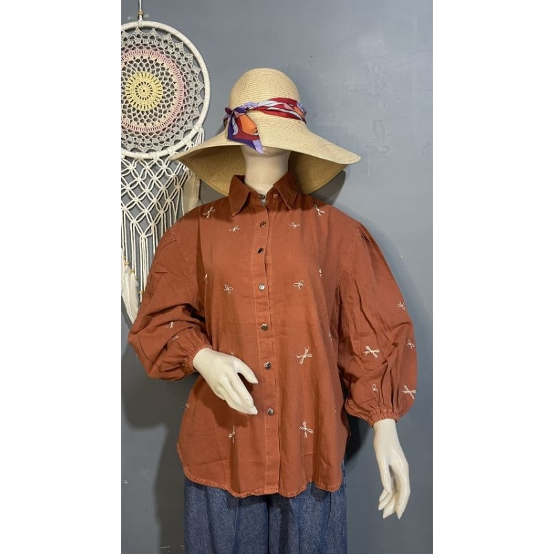 Set kemeja kulot jeans motif bordir