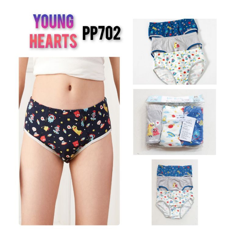 PP702 Panty pack celana dalam Young Hearts anak laki laki katun S M L
