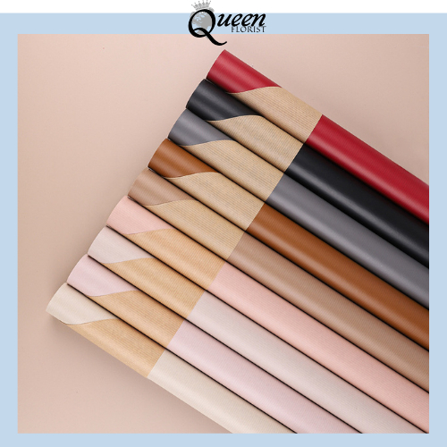 

20 LEMBAR Bicolor Buff Newspaper Cellophane Koran Kertas Buket Bunga Wrapping Paper Waterproff KB65