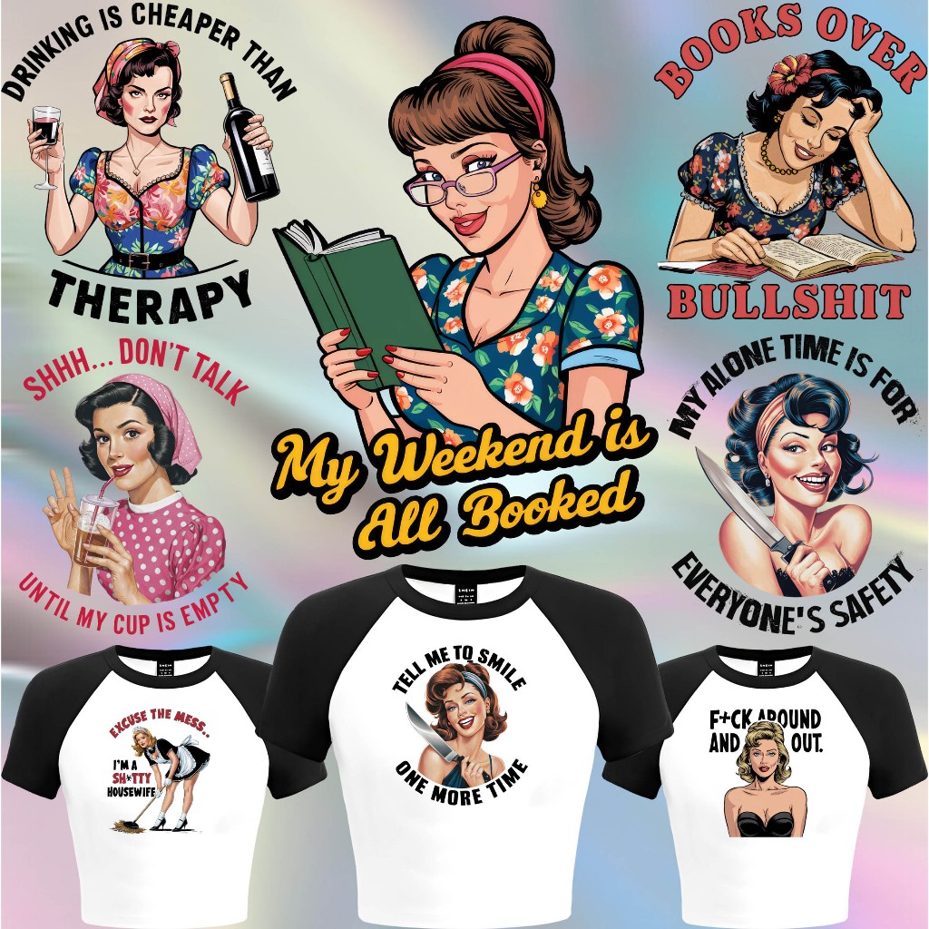 

SABLON STICKER DTF UKURAN 19CM TEMA RETRO WOMEN