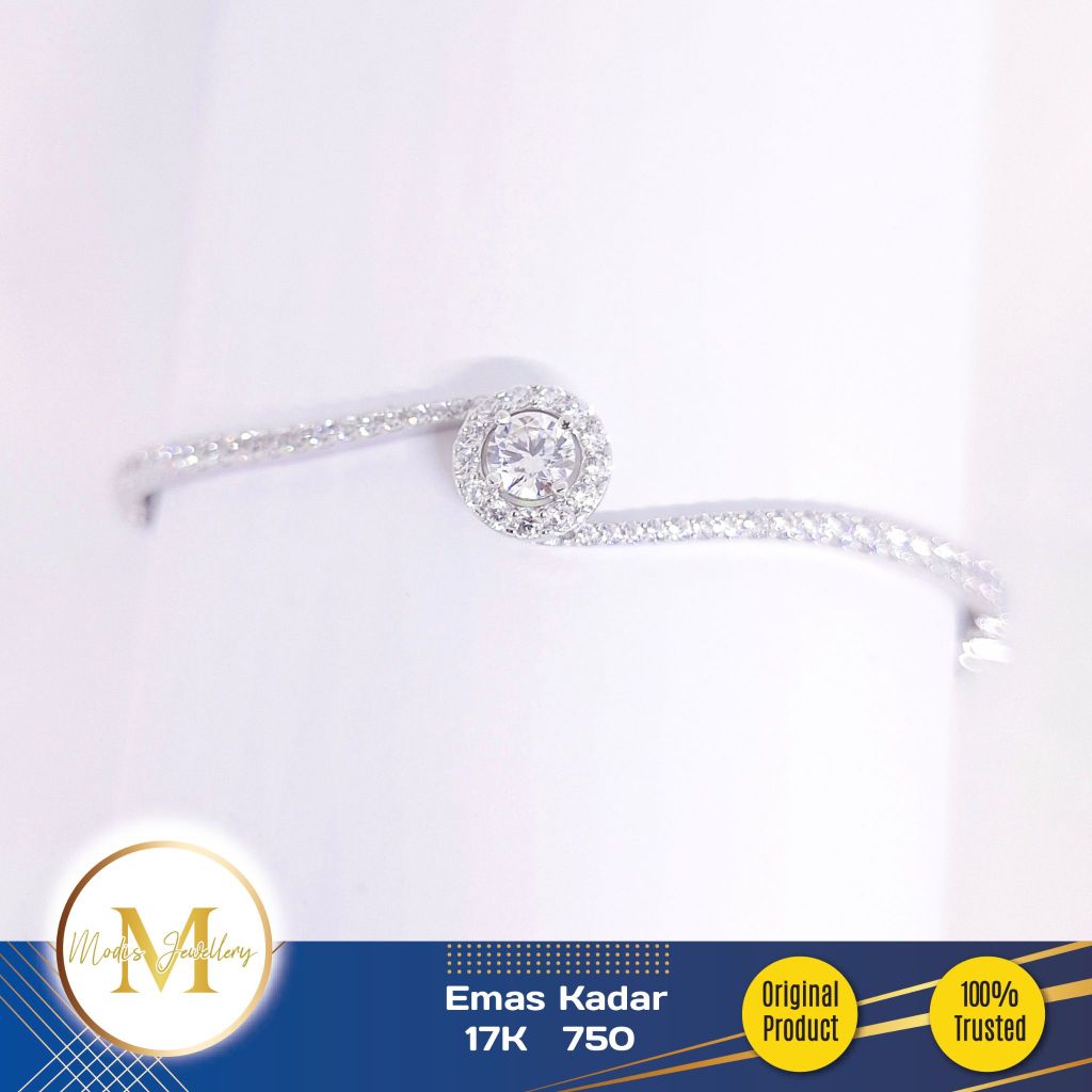 MODIS JEWELLERY - Gelang Bangle Chelsea Gelombang Putih - Emas 17k  750