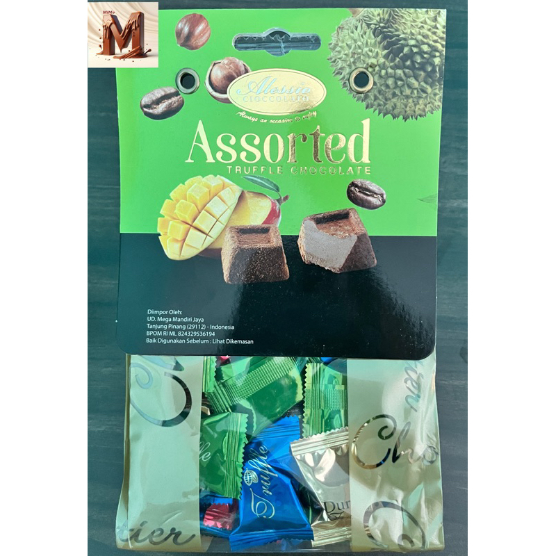 

Alessio Assorted Truffle Cokelat yogurt durian 150 gram Halal & BPOM RI