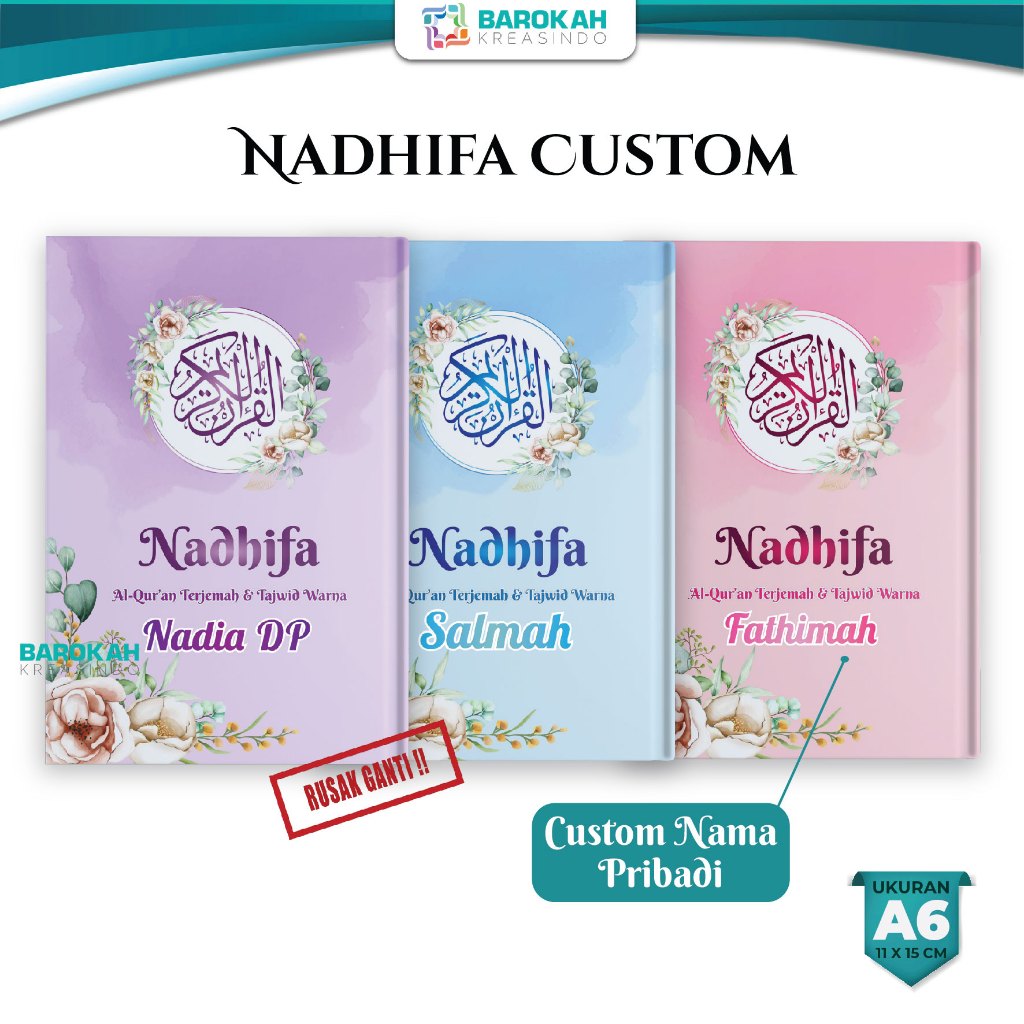 New Produk - Al Quran Pelangi Nadhifa A6 HC Tajwid dan Terjemahan - Alquran Cantik Untuk Wanita - Al
