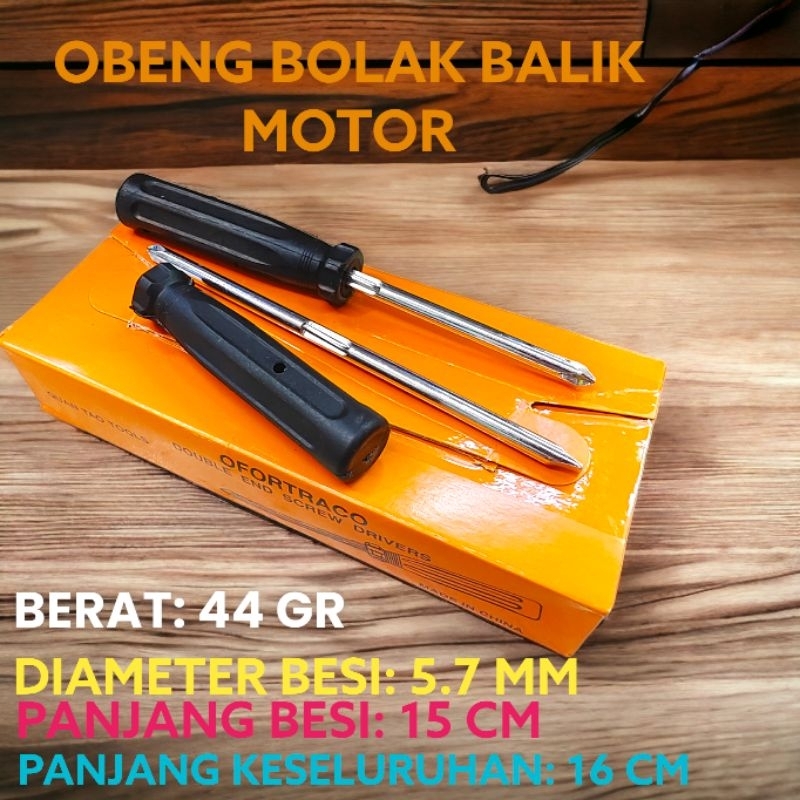 OBENG BOLAK BALIK 3INC GAGANG PLASTIK HITAM MOTOR MURAH 7053