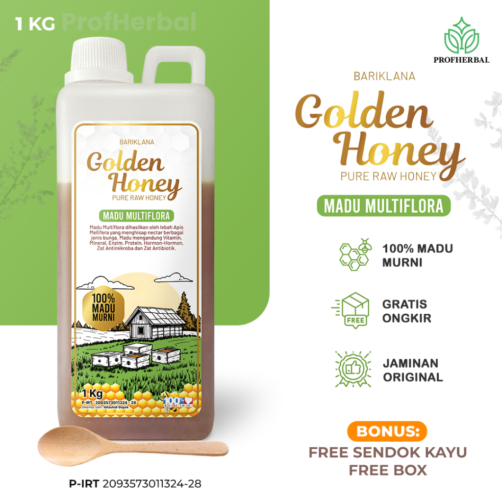 

MADU ASLI MULTIFLORA 1KG GOLDEN HONEY BARIKLANA - PURE RAW NATURAL HONEY ALAMI 100% TANPA CAMPURAN