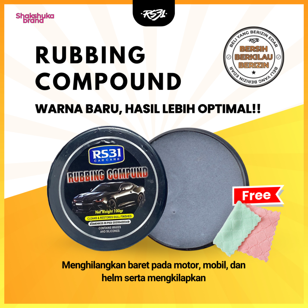 Rubbing Compound RS31 - Kompon penghilang baret body mobil glossy, poles bodi motor, penghilang bare