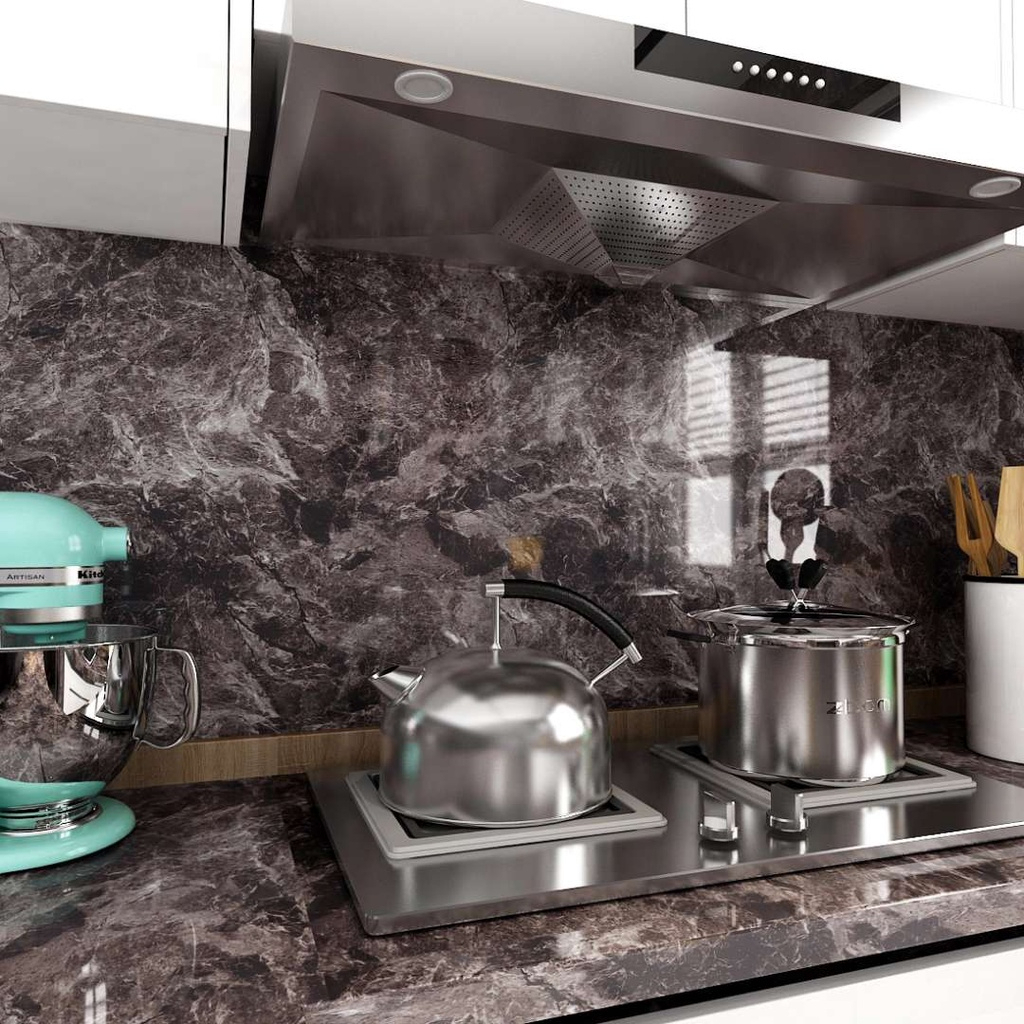 Wallpaper Sticker Dinding Motif Granite Keramik Marmer Abu Hitam Panjang 8 Meter X Lebar 45 Cm