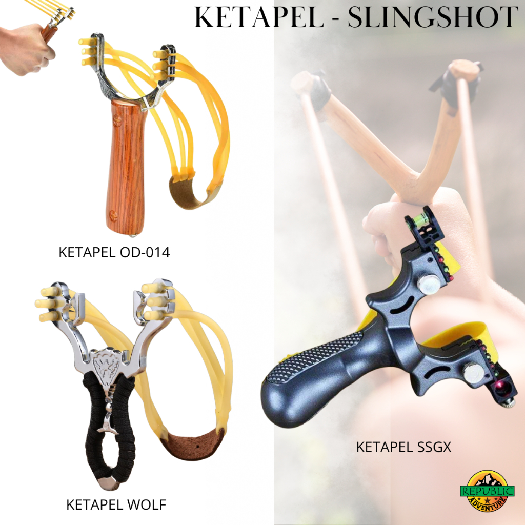 Mainan Ketapel Pelontar Alumunium Slingshot Karet elastis