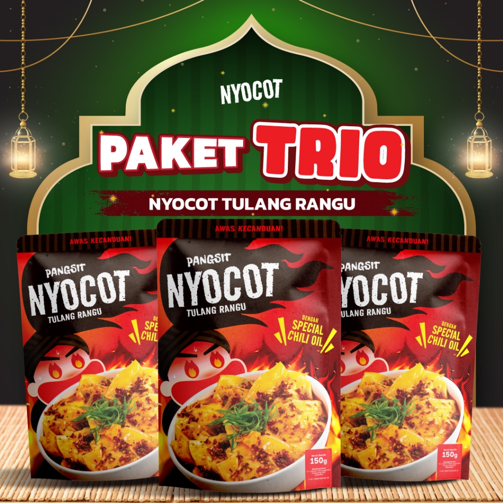 

NYOCOT Paket Trio Pangsit Tulang Rangu Renyah Gurih / Cocok untuk Ngemil / Cemilan Pangsit Chili Oil / Makanan Instant