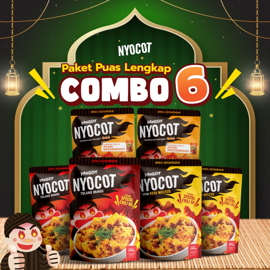 

[Dapat 6 Pcs] NYOCOT Paket Hemat Combo 6 Pangsit Tulang Rangu / Pangsit Ayam Keju Lumer Meleleh / Pamgsit Ayam Kecombrang / Renyah Gurih / Cocok untuk Ngemil / Cemilan Pangsit Chili Oil / Makanan Instant