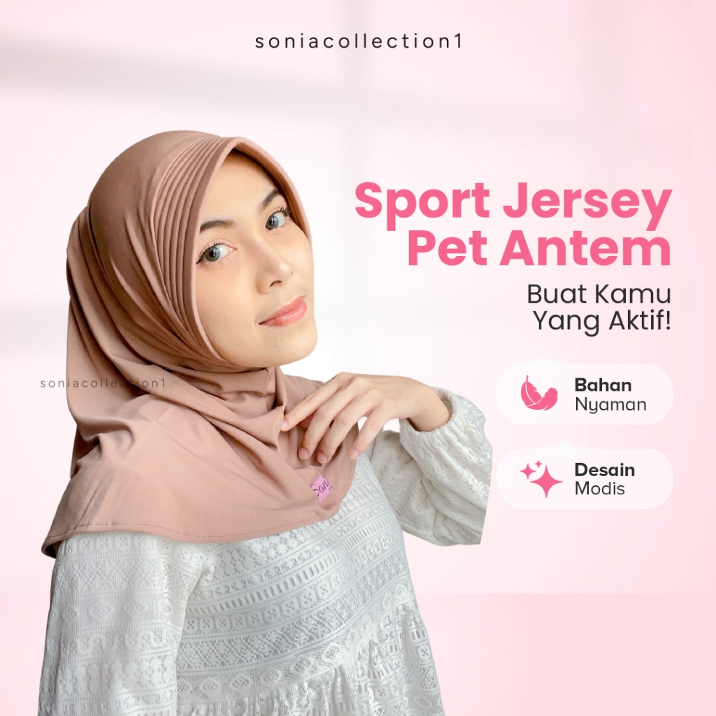 Sport Jersey Pet Antem Hijab Olahraga Praktis Anti Kusut Warna Hitam Coklat dan Lainnya