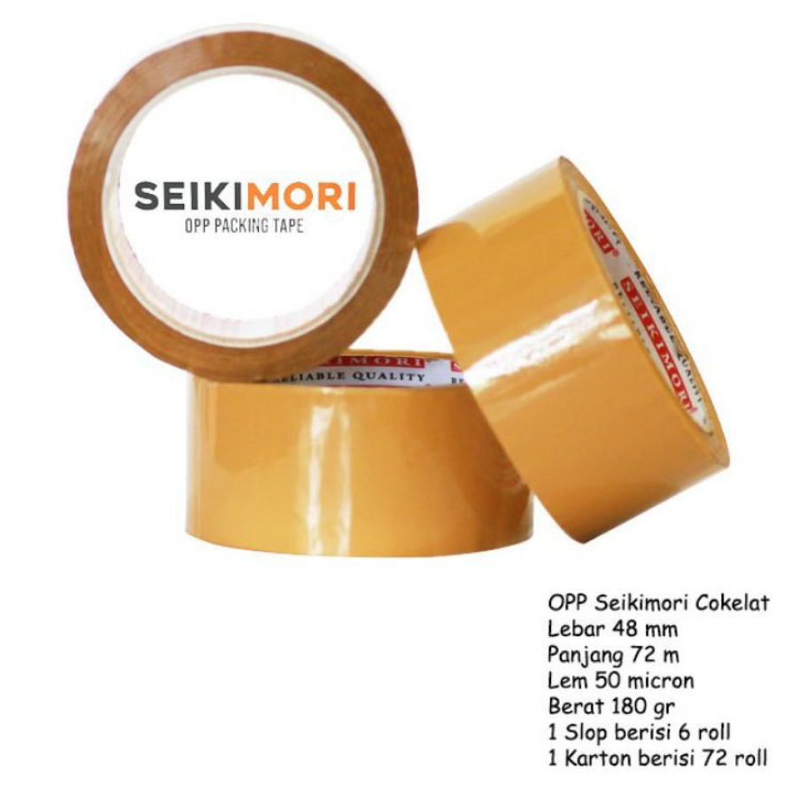 

LAKBAN Seikimori 100 Yard 42Mic 45MM Opp Tape Murah Super Clear Isolasi Tape Lakban Tape Bening Dan Coklat