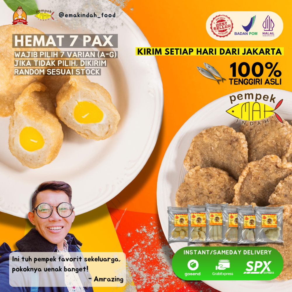 

PEMPEK EMAK INDAH - PEMPEK MPENAK PALEMBANG ASLI IKAN TENGGIRI - Paket Hemat 7 Pax PILIH VARIAN