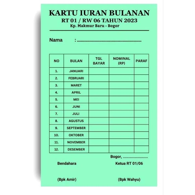 

kartu iuran bisa custom