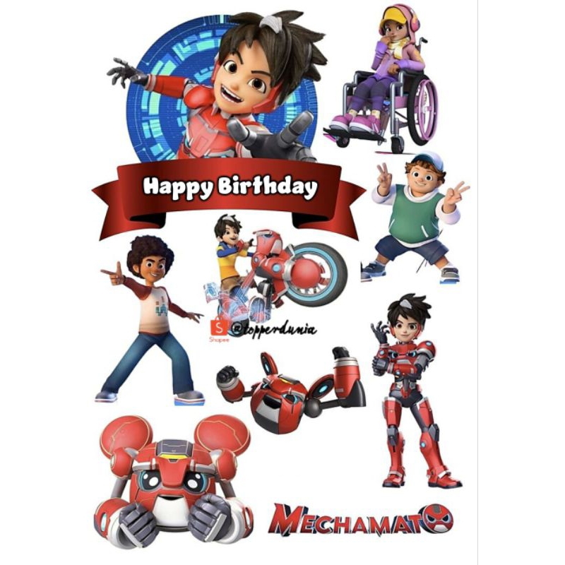 TOPPER Cake EJEN ALI/MECHAMATO Custom nama/foto