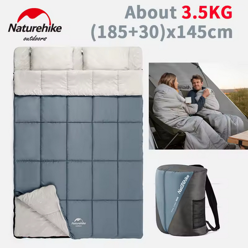 NATUREHIKE NH21MSD05 SLEEPING BAG DOUBLE PILLOW COTTON