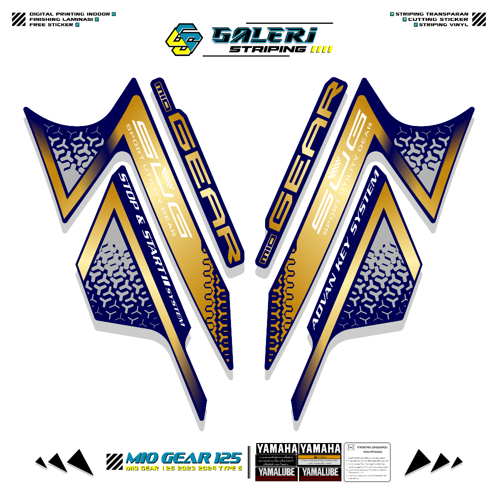 STRIPING YAMAHA GEAR 125 TYPE S MOTIF 4 STICKER GEAR 125 2023 2024 STIKER LIST MOTOR GEAR STANDAR