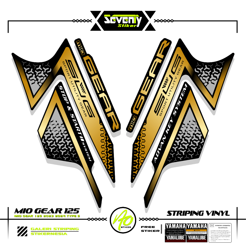 STRIPING YAMAHA GEAR 125 TYPE S MOTIF 2 STICKER GEAR 125 2023 2024 STIKER LIST MOTOR GEAR STANDAR