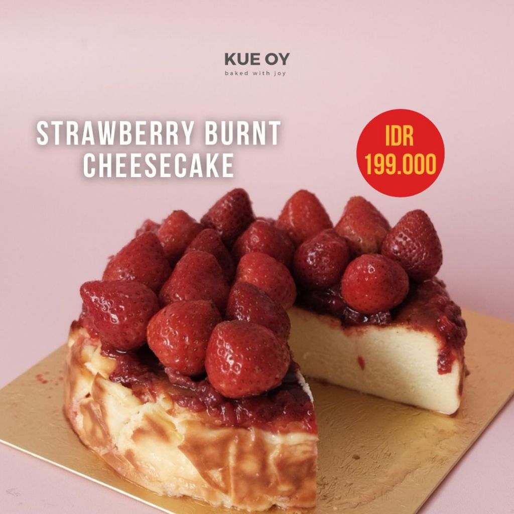 

STRAWBERRY BURNT CHEESECAKE - Birthday Cake / Kue Keju / Hampers