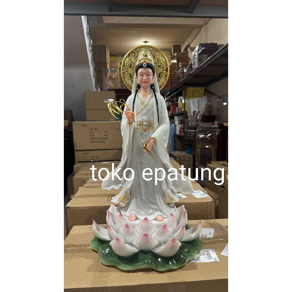 patung dewi kwan im / kwan in / guan yin - marmer - berdiri - 26 inch - l25