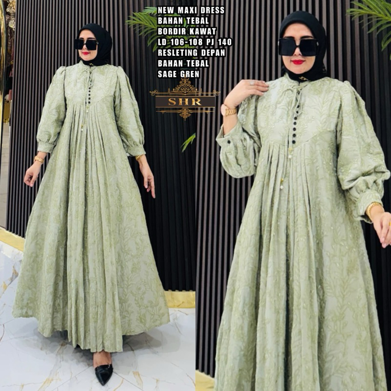 " BY SHR ORI NEW " MAXI DRESS KILAT SATIN BORDIR TEBAL BY SHR ORI 100%