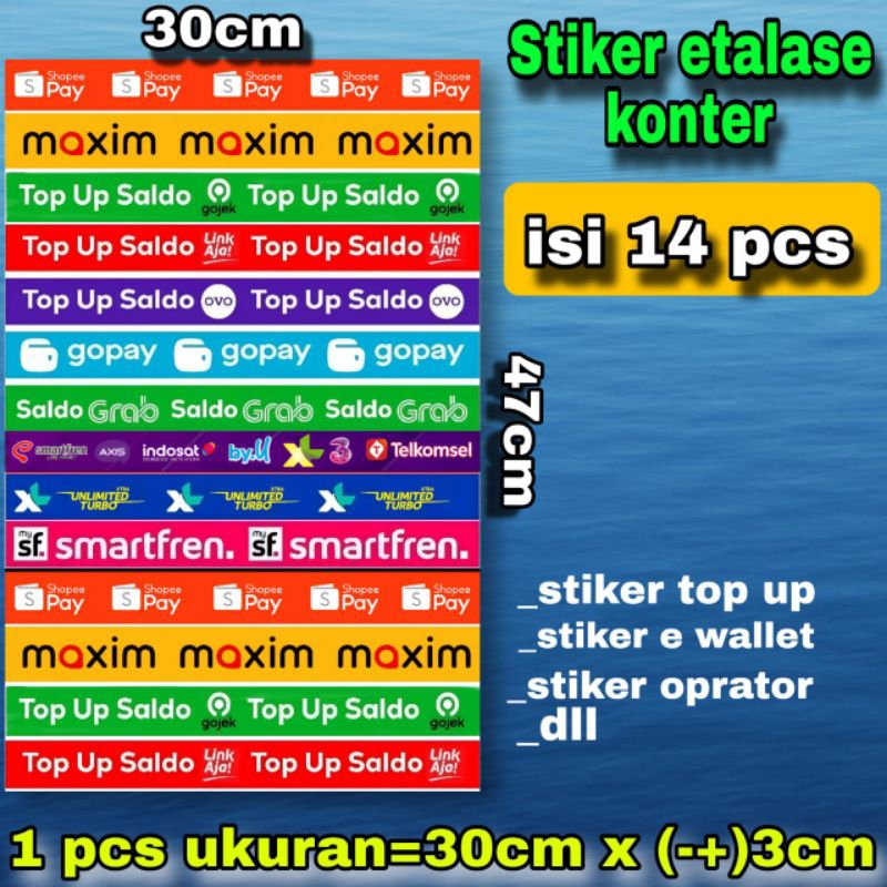 

STIKER UNTUK ETALASE KONTER ISI 14 PCS