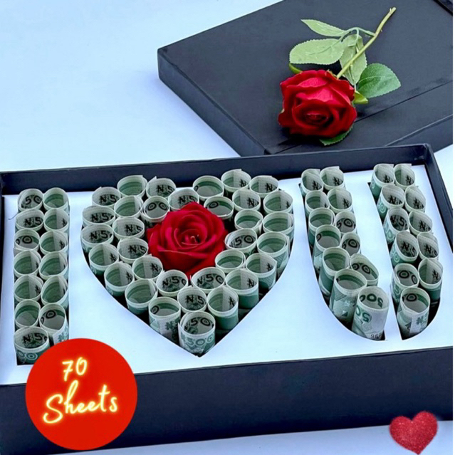 

MONEY BOX LOVE LUXURY [70, 100, 150 Sheets] Flower | Birthday | Anniversary | Hadiah Ulang Tahun | Hadiah Wisuda | Graduation Gift | Box Uang | Box Duit | Money Gift | Valentine | Uang THR | Buket Bunga Duit | Bunga Uang | Money Flowers
