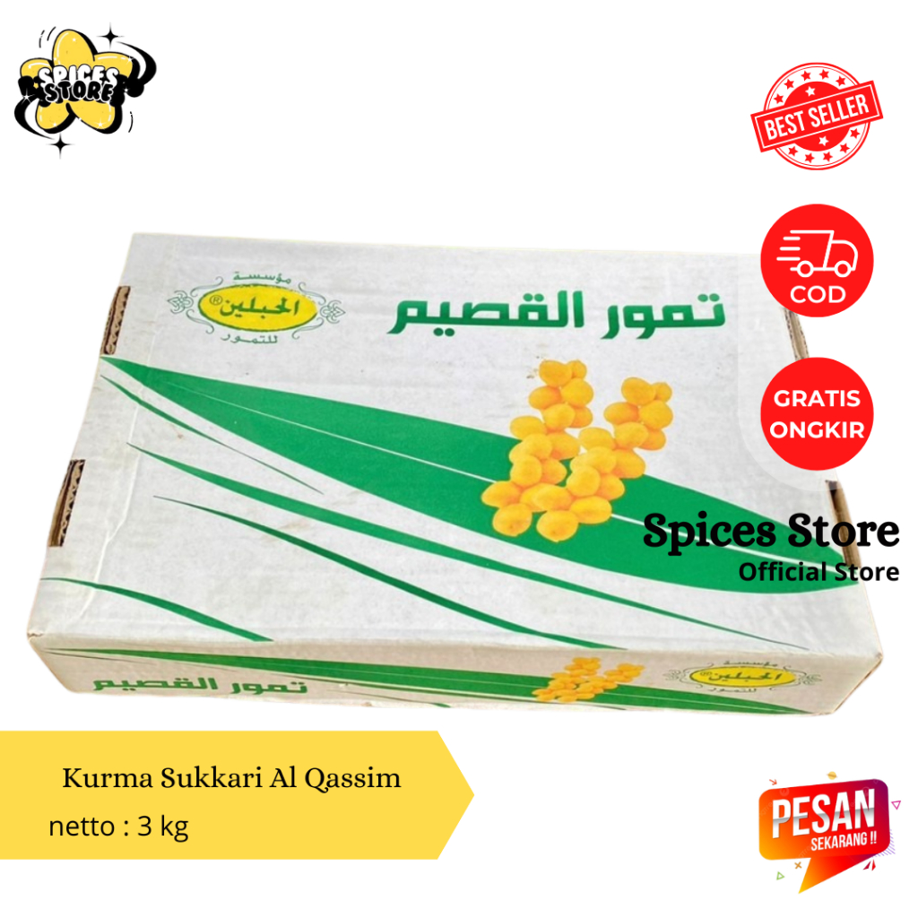 

Kurma Sukkari Al Qassim 3 kg Grade A Dus Putih - Spices Store - Kurma Nikmat Murah Daging Tebal