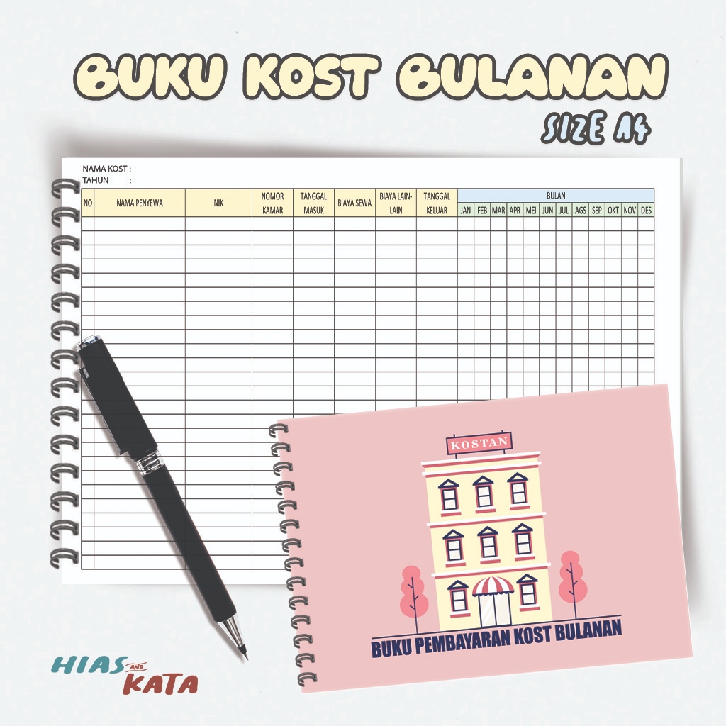

BH01 Buku Catatan Pembayaran Kost Bulanan Size A4 Jilid Spiral (Free Custom Judul)