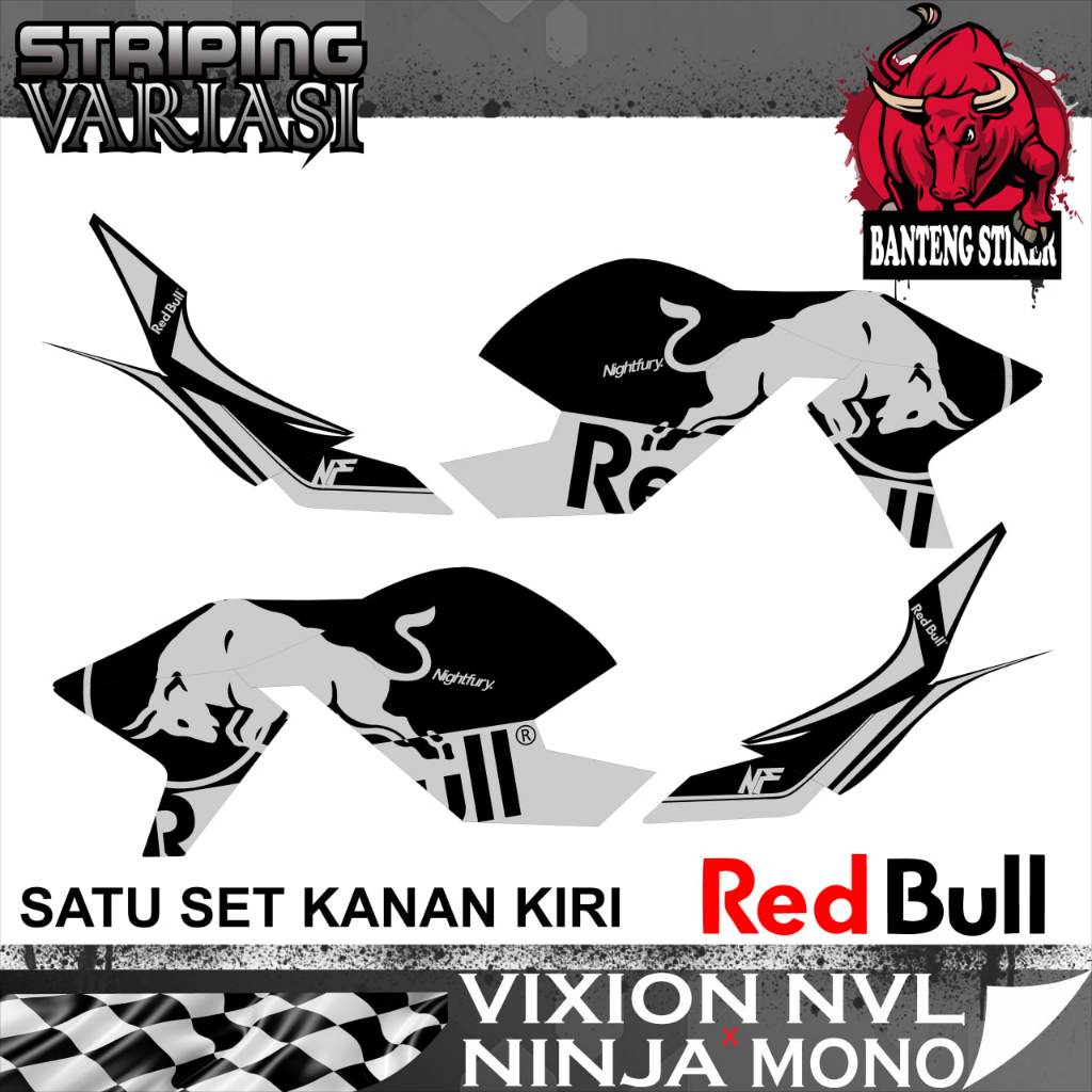 Stiker striping VIXION NVL new vixion lighting ninja mono redbull nightfury