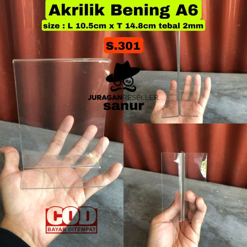 

Akrilik nomer meja size A6 2mm 14.8 x 6cm x 10.5cm tent card tent holder akrilik tebal 2mm bening
