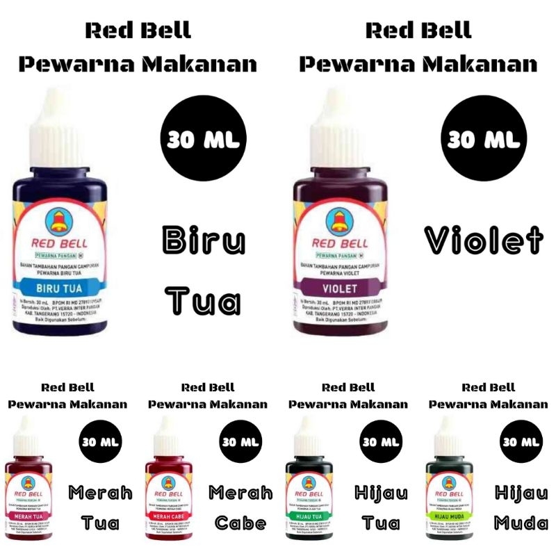 

Pewarna Makanan Minuman Red Bell 30gr dan 30ml