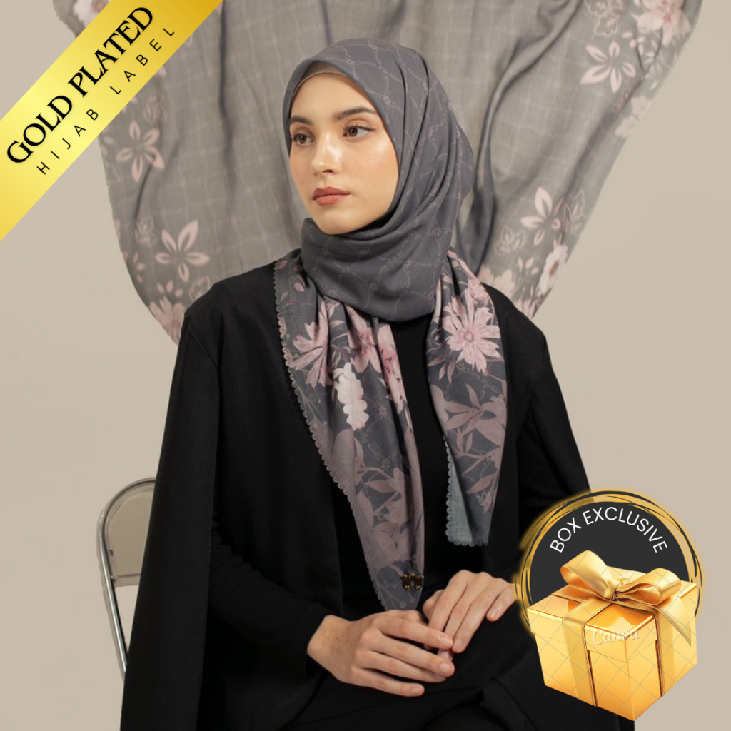 Wulang Narawangsa Hijab Segi Empat Soft Flower Series | Kerudung Segi Empat | Hijab Motif Segi Empat