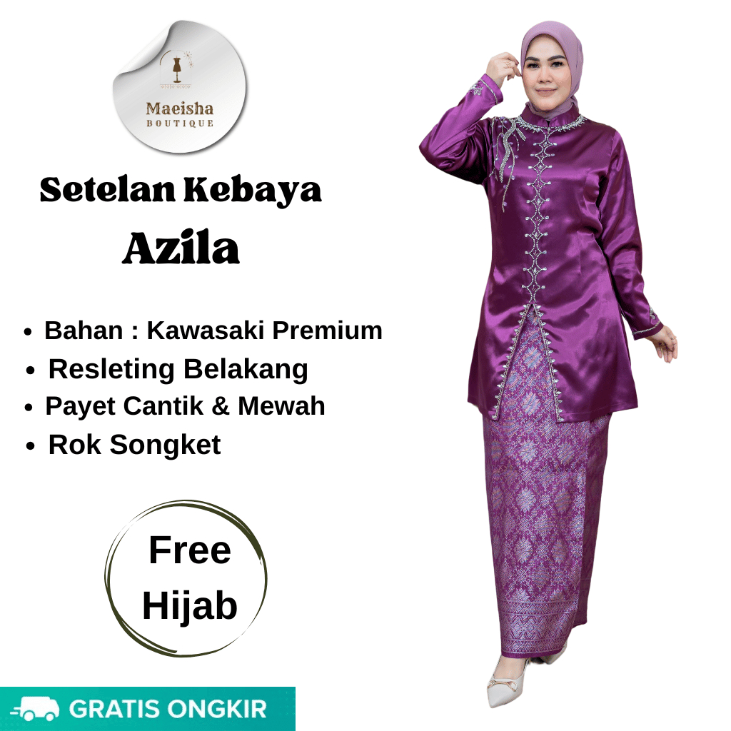 Set Kebaya Azila Rok Songket Free Hijab / Kebaya Modern / Kebaya Pesta / Kebaya Wisuda / Kebaya Paye