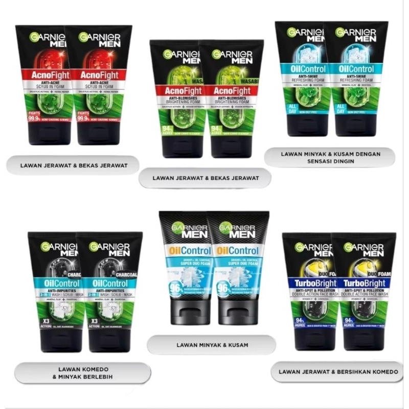 Garnier Men ISI 2 pcs Pembersih Wajah Pria all varian Sabun Pembersih Wajah