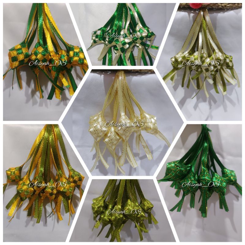

ketupat hiasan parsel idul Fitri ketupat pita 12 pcs