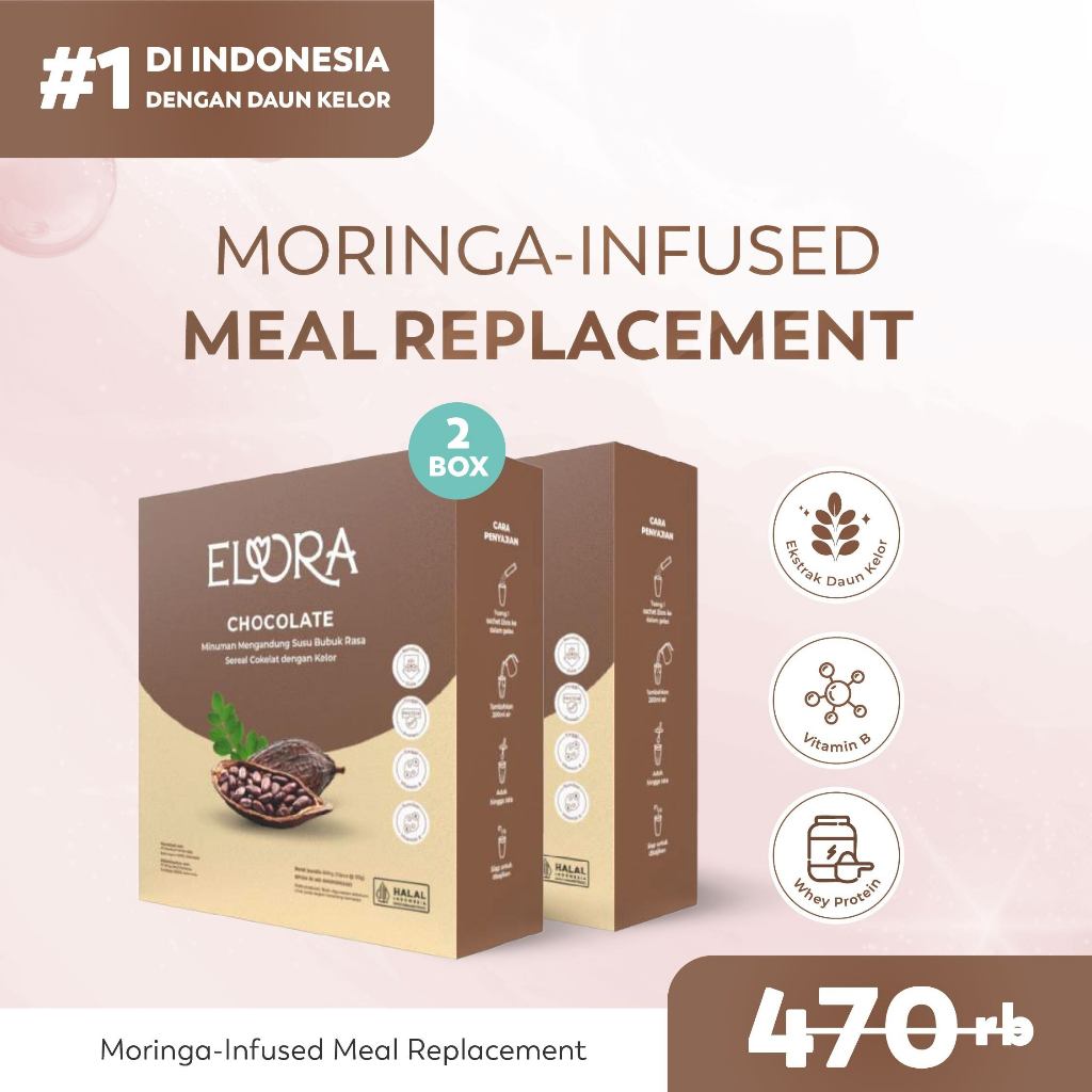 Moringa-Infused Meal Replacement - Paket Hemat 2 Box (24 Sachet) | Susu Sereal Rasa Cokelat | Minuma