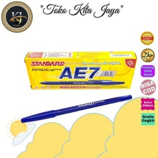 

D3W! Pulpen pena standard AE7 0,5mm - merah, hitam, biru ( 1 Pack )