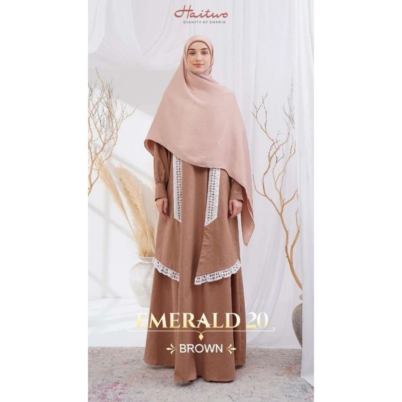Gamis Haitwo Terbaru EMERALD 020 (Brown, Baby Blue)