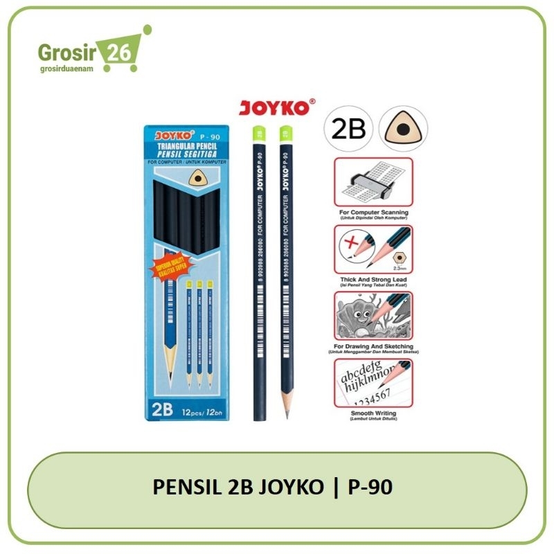 

(1 box) pensil pencil kayu 2b joyko segitiga triangle komputer p-90
