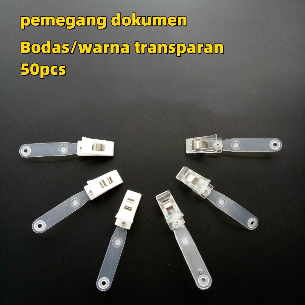 50pcs/set Jepitan ID Card-Klip Jepit ID Card- Penjepit Nametag Gantungan ID Card Plastik