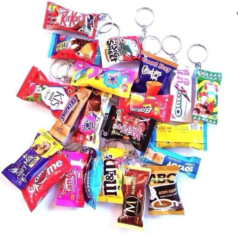 Gantungan Kunci Miniatur Gambar Snack Makanan Ringan Hadiah Souvenir Pernikahan Ulang Tahun Mini Kec