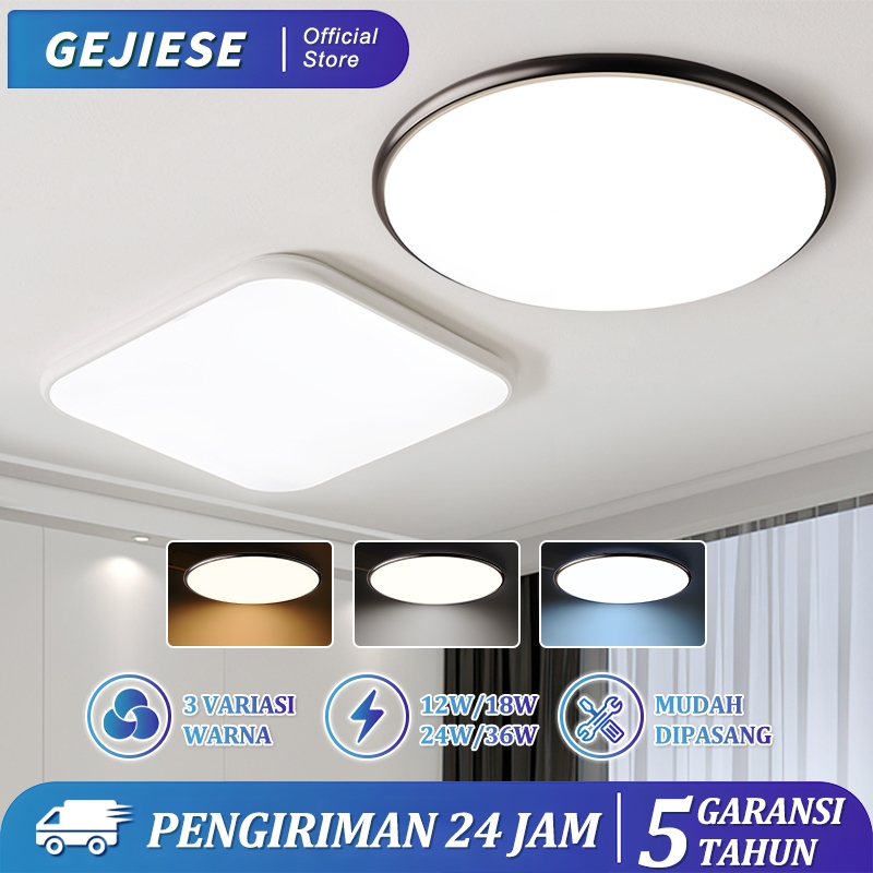 （COD)Tempat lampu plafon minimalis bulat modern gantung ruang tamu kamar 3 warna LED lampu plafon PV