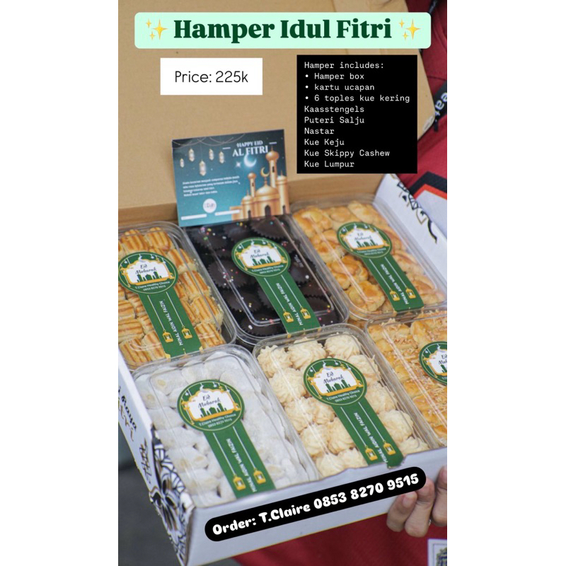 

Hamper Idul Fitri Lebaran Parcel Parsel Kue Lebaran Kue Kering 6 Toples with Eid Mubarak Box