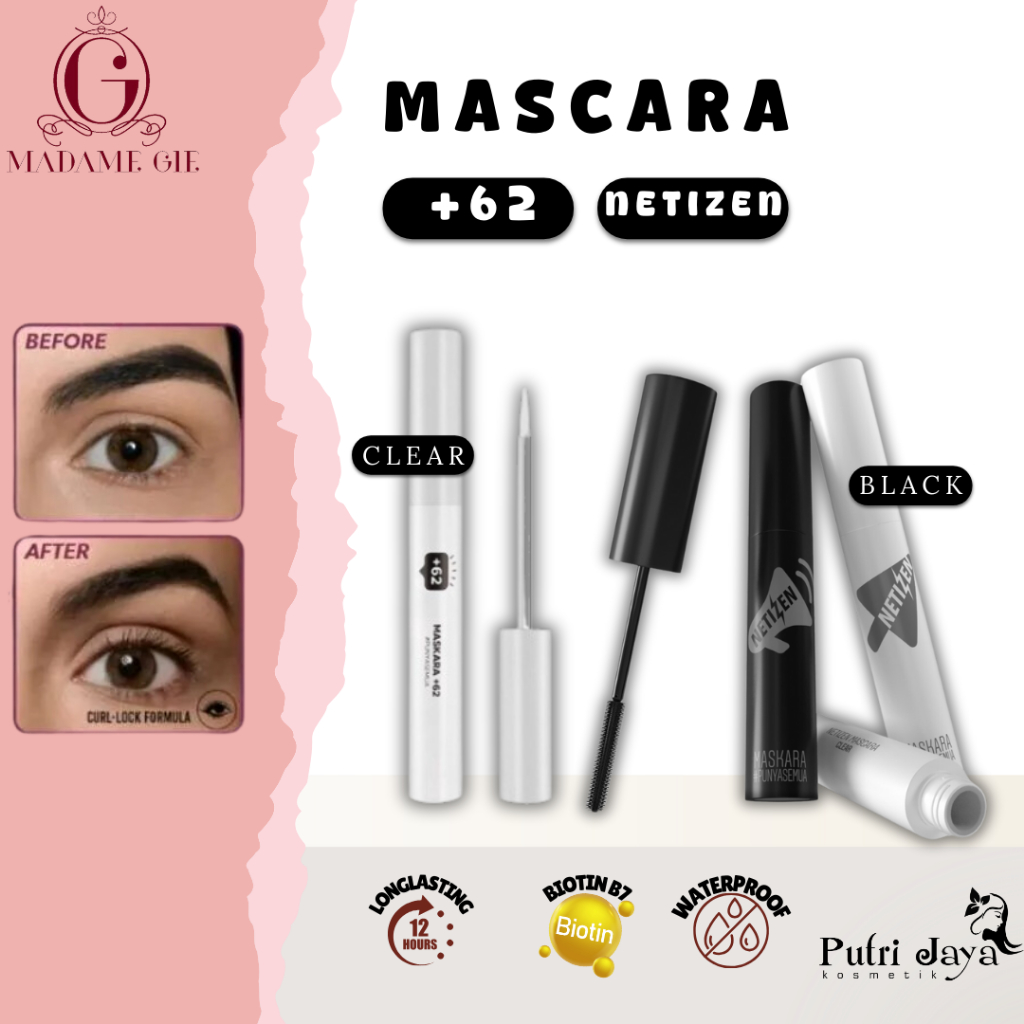 MADAME GIE +62 MASCARA | Mascara Black / Clear Waterproof